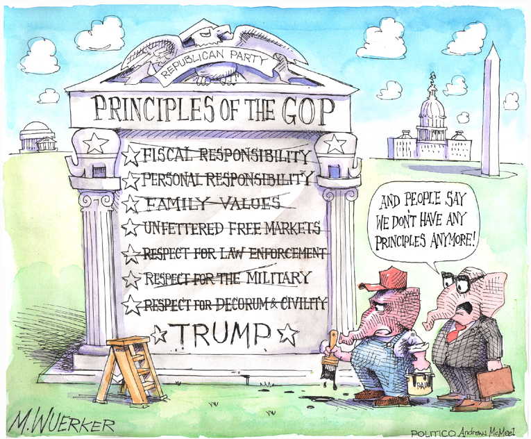Political/Editorial Cartoon by Matt Wuerker, Politico on Trump Party Goes All In