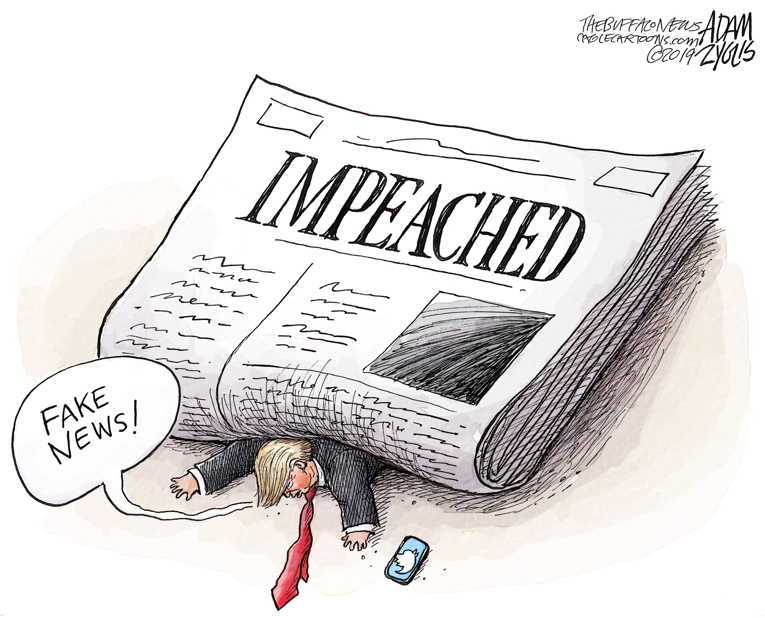 Political/Editorial Cartoon by Adam Zyglis, The Buffalo News on Trump Battles Impeachment