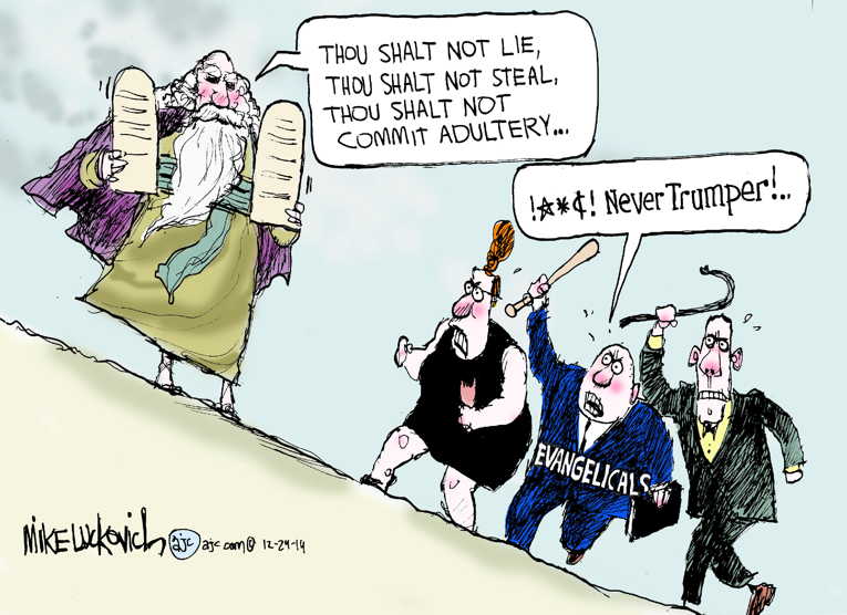 Political/Editorial Cartoon by Mike Luckovich, Atlanta Journal-Constitution on Evangelicals Stay True to Trump