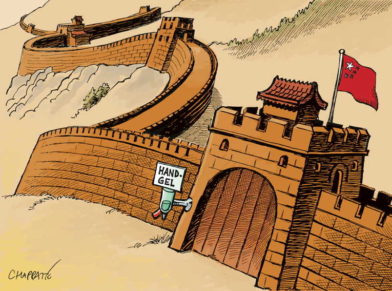 Political/Editorial Cartoon by Patrick Chappatte, International Herald Tribune on Corona Virus Spreading