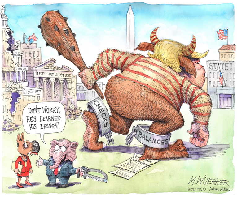 Political/Editorial Cartoon by Matt Wuerker, Politico on GOP Goes Full Monty