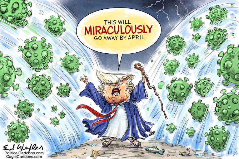 Political/Editorial Cartoon by Ed Wexler, PoliticalCartoons.com on President Defends Virus Response