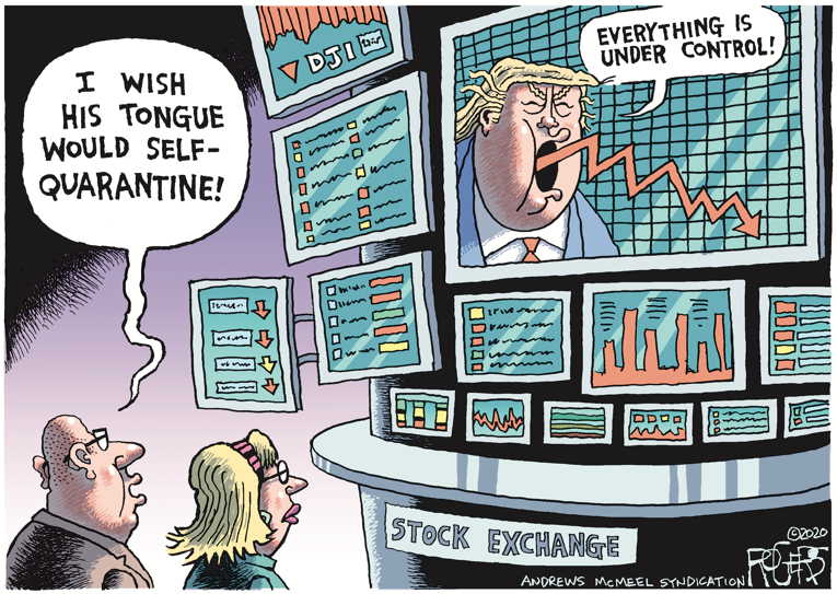 Political/Editorial Cartoon by Rob Rogers on Market Suffers Record Losses