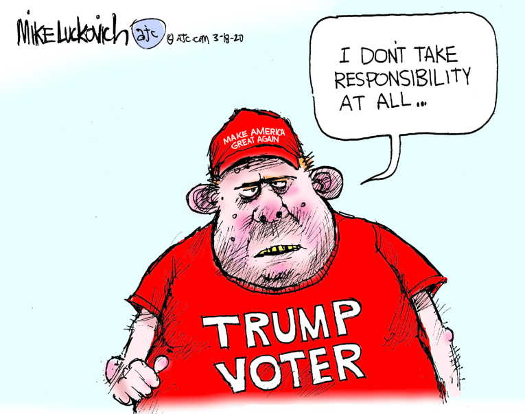 Political/Editorial Cartoon by Mike Luckovich, Atlanta Journal-Constitution on Trump Supporters Eyeing Reelection