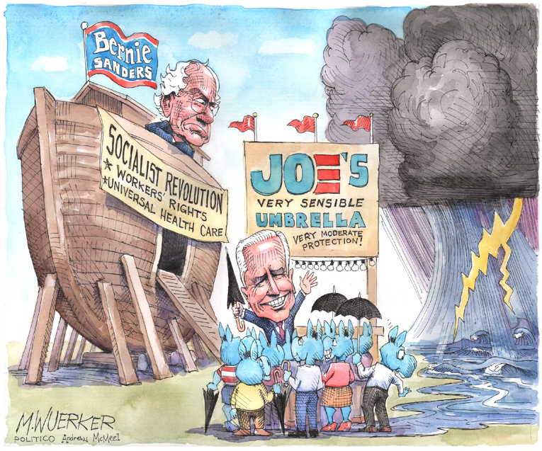 Political/Editorial Cartoon by Matt Wuerker, Politico on Biden Laying Low