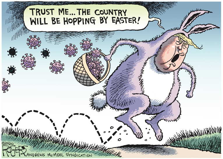 Political/Editorial Cartoon by Rob Rogers on Trump Targets Easter