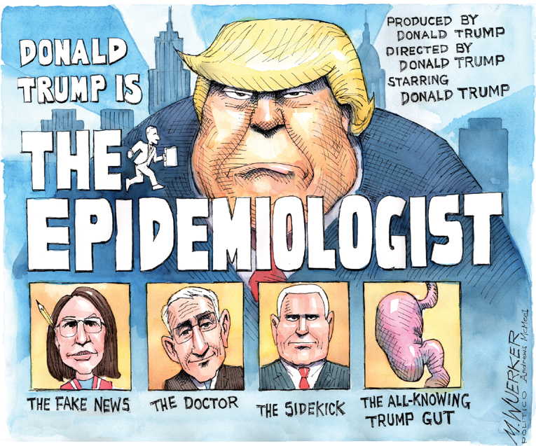 Political/Editorial Cartoon by Matt Wuerker, Politico on President Lauds Performance