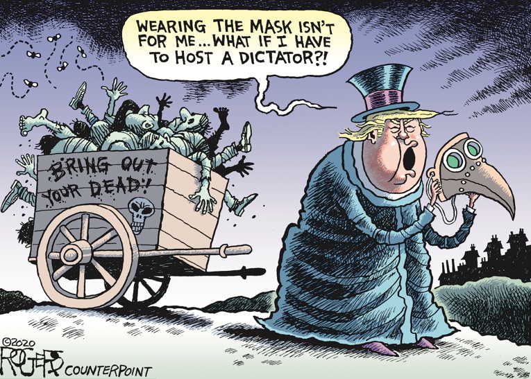 Political/Editorial Cartoon by Rob Rogers on President Leads by Example
