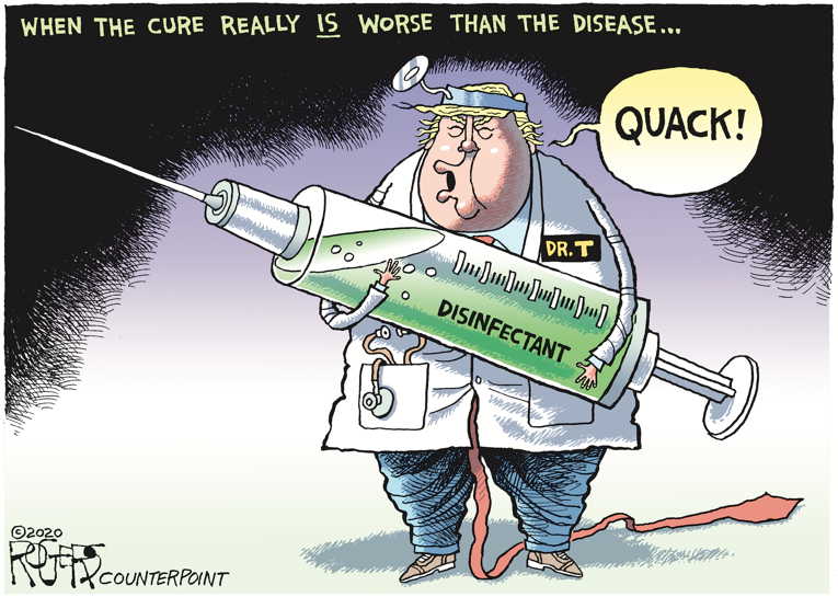 Political/Editorial Cartoon by Rob Rogers on Trump Goes Full Monty