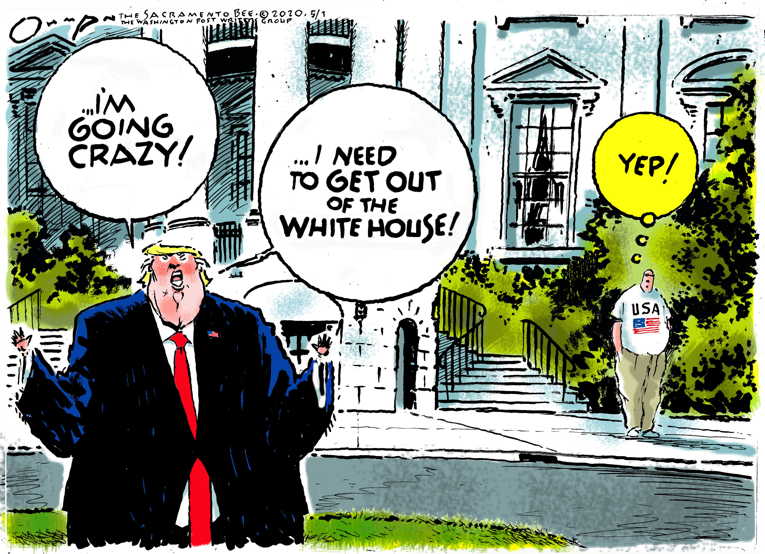 Political/Editorial Cartoon by Jack Ohman, The Oregonian on Trump Contemplates the Unthinkable