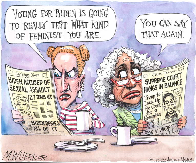 Political/Editorial Cartoon by Matt Wuerker, Politico on Dem Women Support Biden