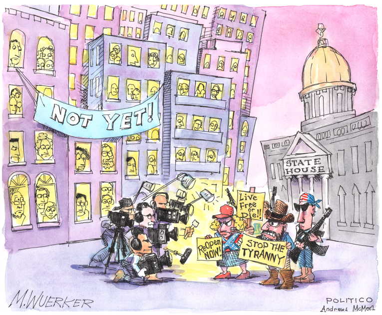 Political/Editorial Cartoon by Matt Wuerker, Politico on U.S. Resolve Weakening