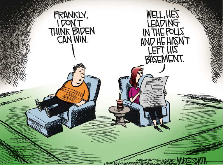 Political/Editorial Cartoon by Mike Smith, Las Vegas Sun on Biden Leading in Polls