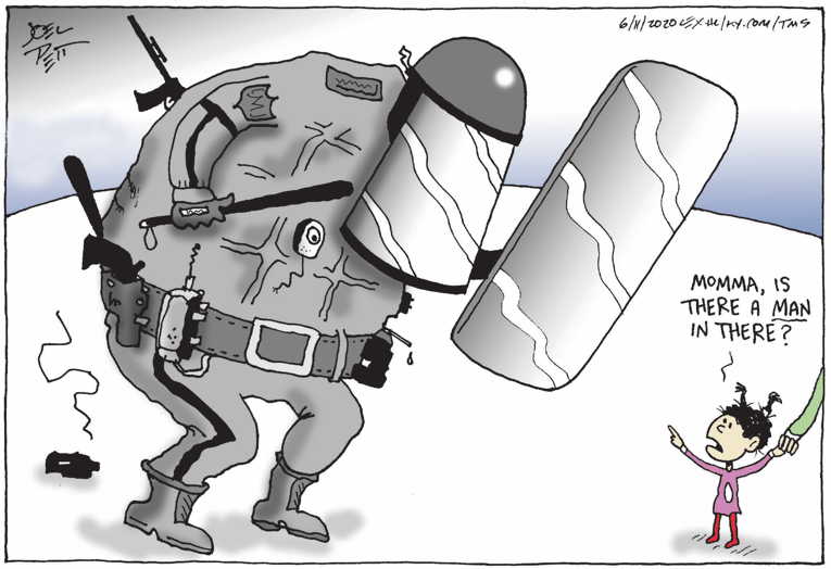 Political/Editorial Cartoon by Joel Pett, Lexington Herald-Leader, CWS/CartoonArts Intl. on Policing Practices Under Scrutiny