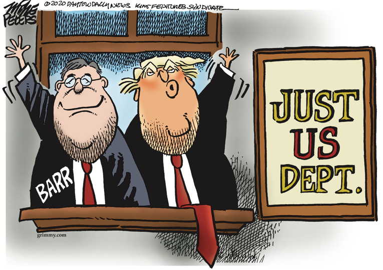 Political/Editorial Cartoon by Mike Peters, Dayton Daily News on President Lauds Attorney General