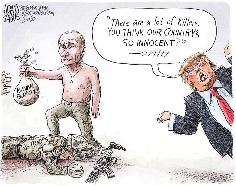Political/Editorial Cartoon by Adam Zyglis, The Buffalo News on Russia Targeted U.S. Soldiers