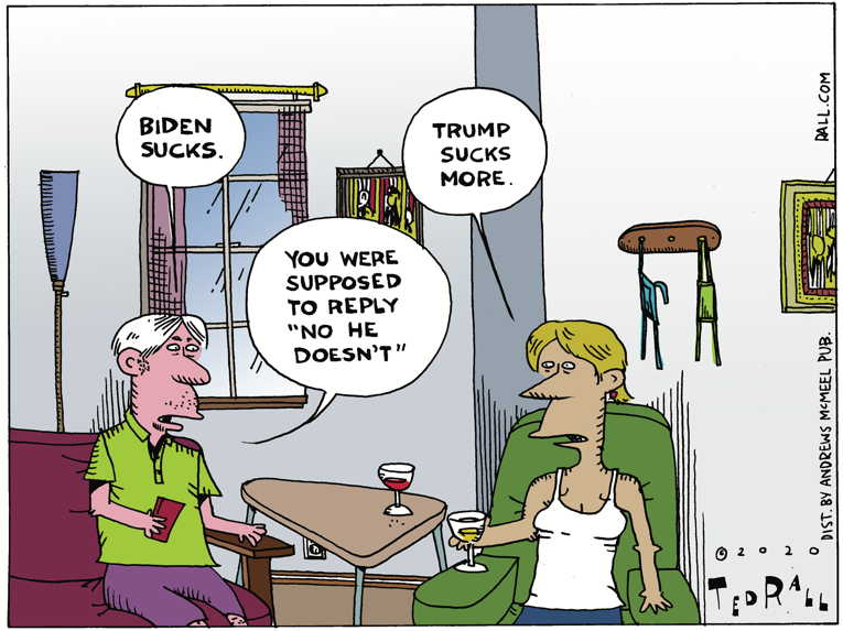 Political/Editorial Cartoon by Ted Rall on Biden Widens Lead in Polls
