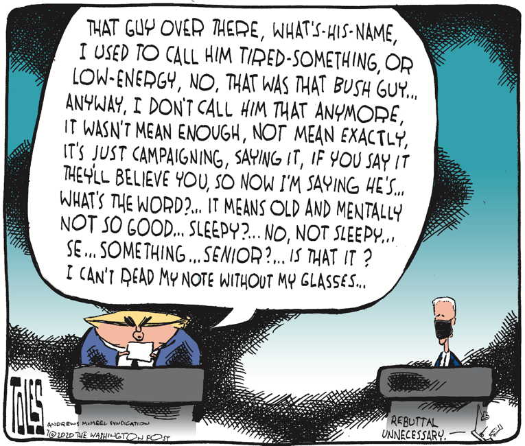 Political/Editorial Cartoon by Tom Toles, Washington Post on Biden Widens Lead in Polls