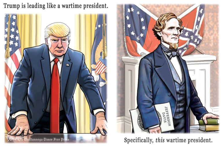 Political/Editorial Cartoon by Clay Bennett, Chattanooga Times Free Press on President Doubles Down