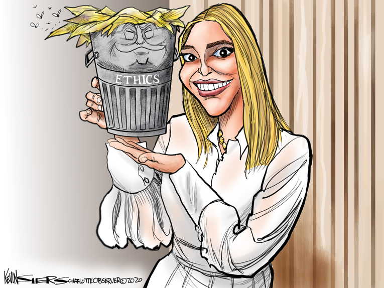 Political/Editorial Cartoon by Kevin Siers, Charlotte Observer on Ivanka Pimps Beans