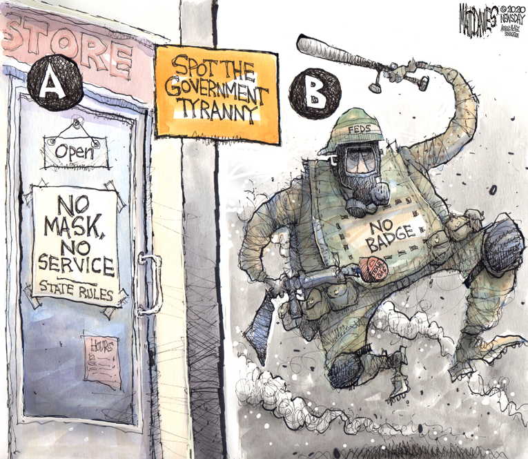 Political/Editorial Cartoon by Matt Davies, Journal News on Federal Troops Invade Portland