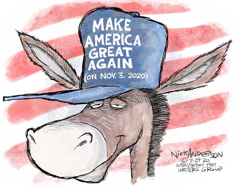 Political/Editorial Cartoon by Nick Anderson, Houston Chronicle on Joe Biden Widens Lead