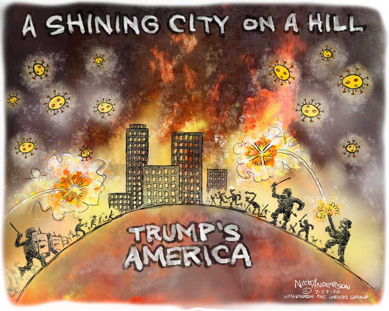 Political/Editorial Cartoon by Nick Anderson, Houston Chronicle on President Tired of Winning