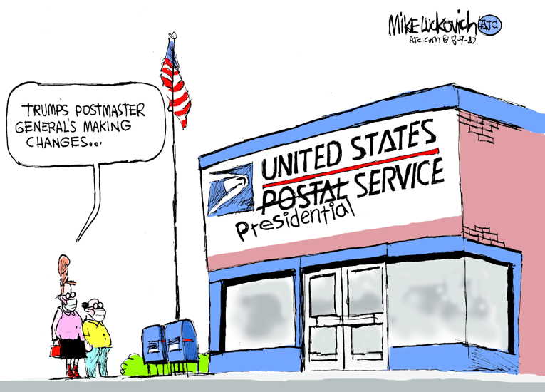 Political/Editorial Cartoon by Mike Luckovich, Atlanta Journal-Constitution on USPS Under Attack