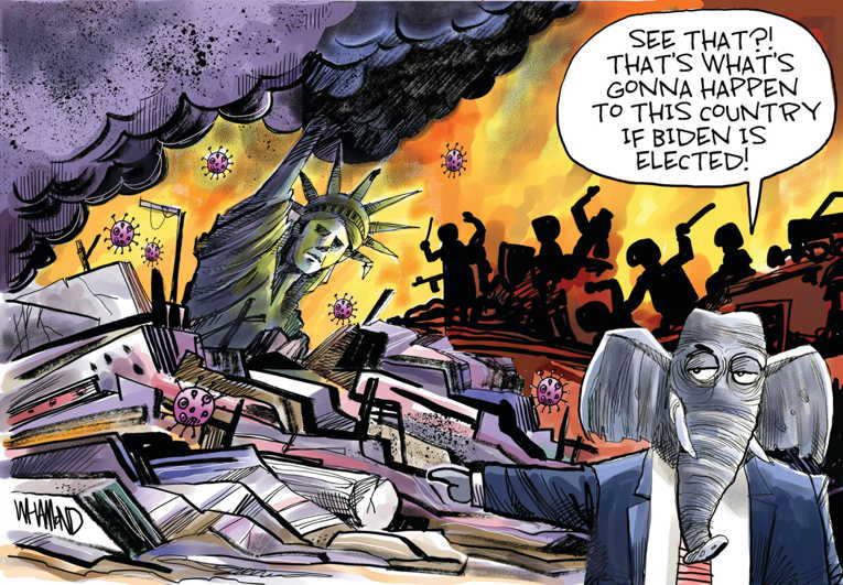 Political/Editorial Cartoon by Dave Whamond, Canada, PoliticalCartoons.com on Republicans Blast Trump’s America