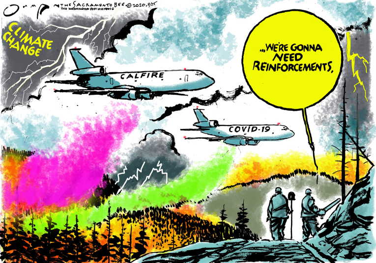 Political/Editorial Cartoon by Jack Ohman, The Oregonian on Climate Change Accelerates