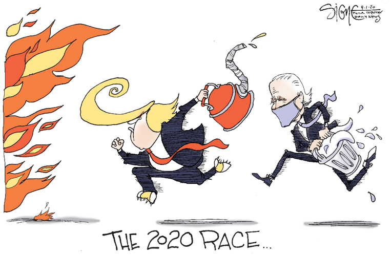 Political/Editorial Cartoon by Signe Wilkinson, Philadelphia Daily News on Presidential Race Heats Up