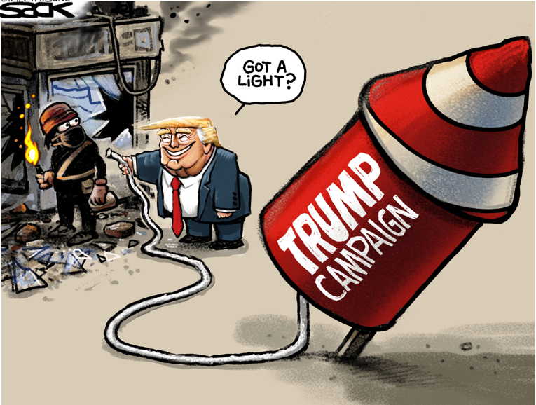 Political/Editorial Cartoon by Steve Sack, Minneapolis Star Tribune on Protests Intensify