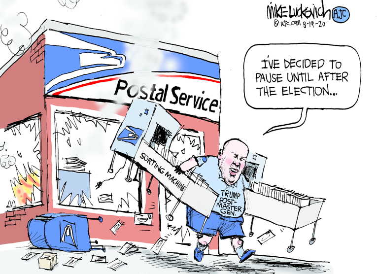Political/Editorial Cartoon by Mike Luckovich, Atlanta Journal-Constitution on DeJoy Delivers on Promises