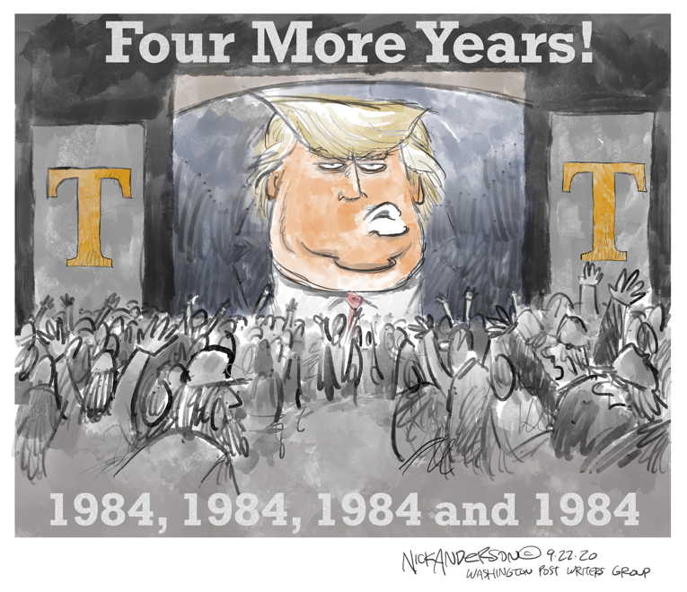 Political/Editorial Cartoon by Nick Anderson, Houston Chronicle on President Confident of 2020 Win