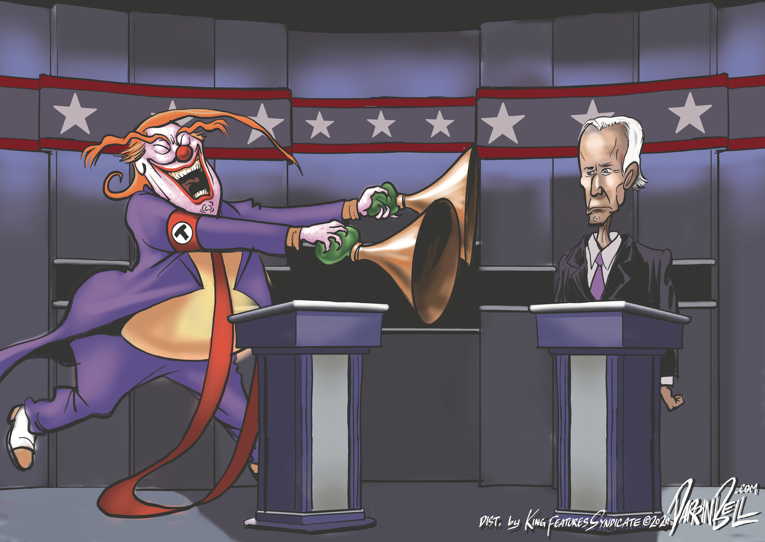 Political/Editorial Cartoon by Darrin Bell, Washington Post Writers Group on Trump Dominates Debate