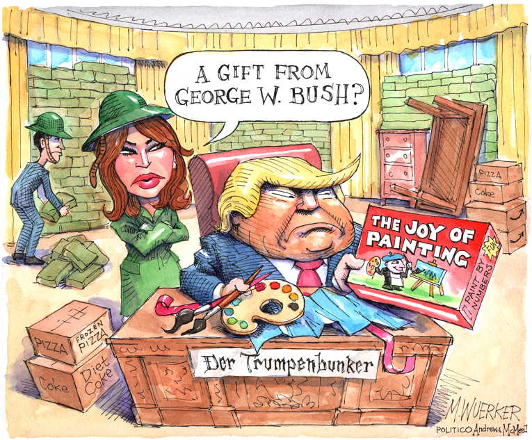 Political/Editorial Cartoon by Matt Wuerker, Politico on Trump Digs In