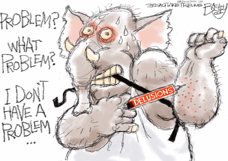 Political/Editorial Cartoon by Pat Bagley, Salt Lake Tribune on Bootlickers Battle On