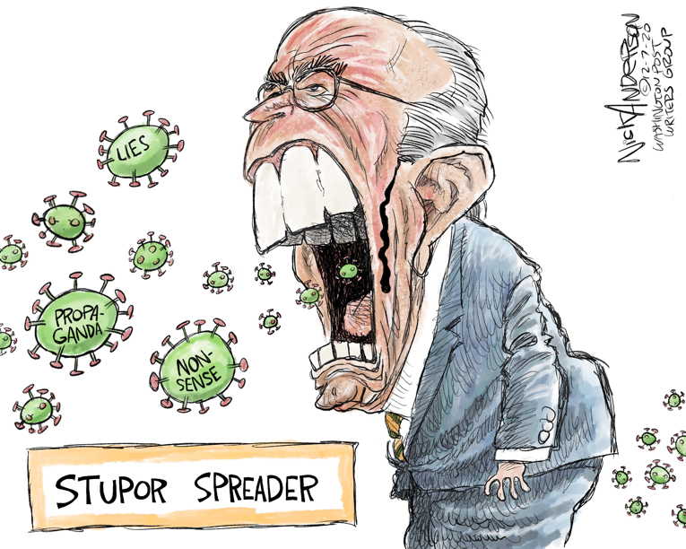 Political/Editorial Cartoon by Nick Anderson, Houston Chronicle on Giuliani Farts