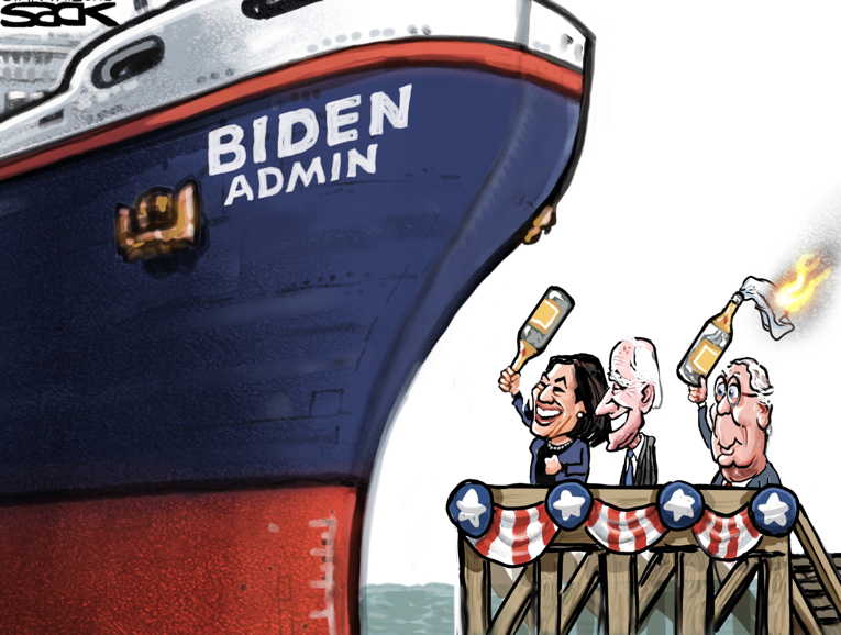 Political/Editorial Cartoon by Steve Sack, Minneapolis Star Tribune on Transition Underway