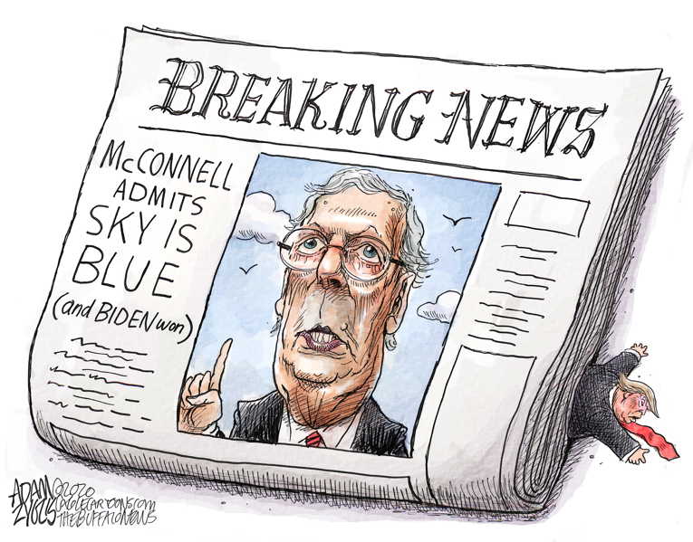 Political/Editorial Cartoon by Adam Zyglis, The Buffalo News on McConnell Shares Revelation