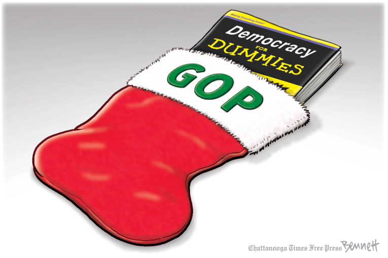 Political/Editorial Cartoon by Clay Bennett, Chattanooga Times Free Press on Republicans Battle On