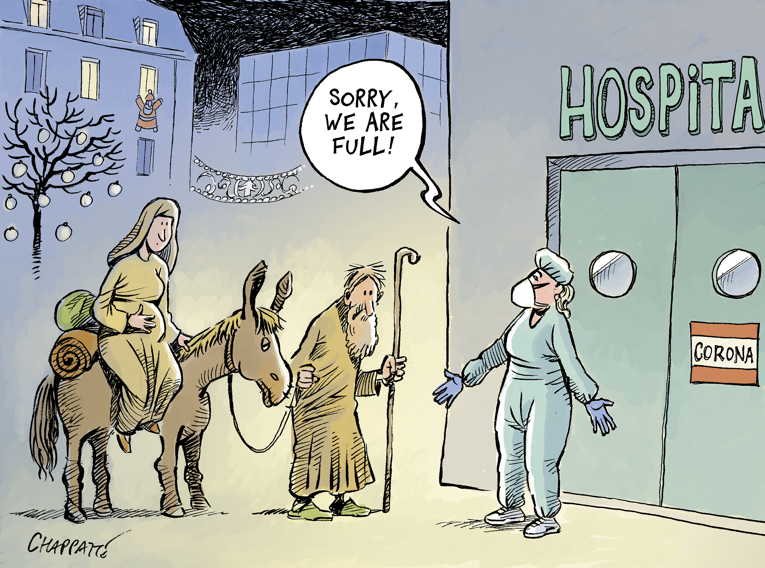 Political/Editorial Cartoon by Patrick Chappatte, International Herald Tribune on Christmas Not Canceled