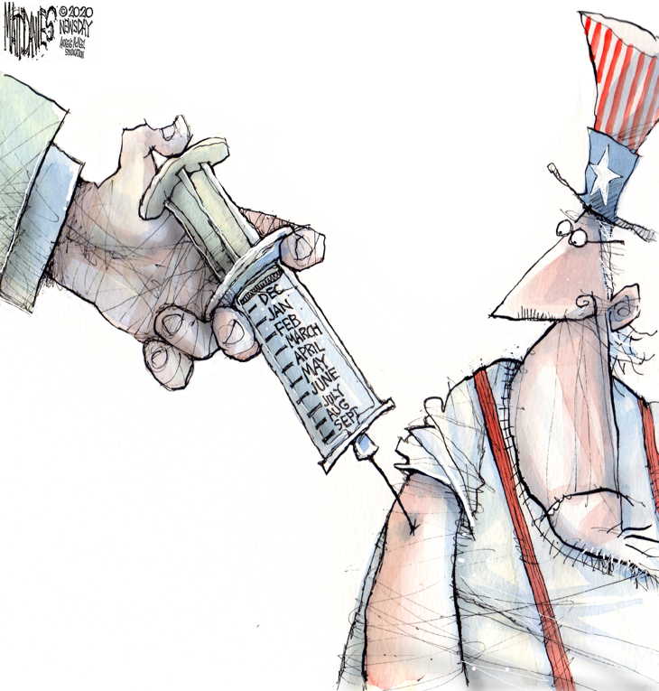 Political/Editorial Cartoon by Matt Davies, Journal News on Record U.S. Covid Deaths