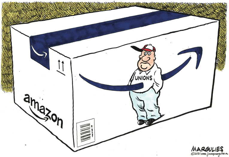 Political/Editorial Cartoon by Jimmy Margulies, King Features on Amazon Workers Reject Union