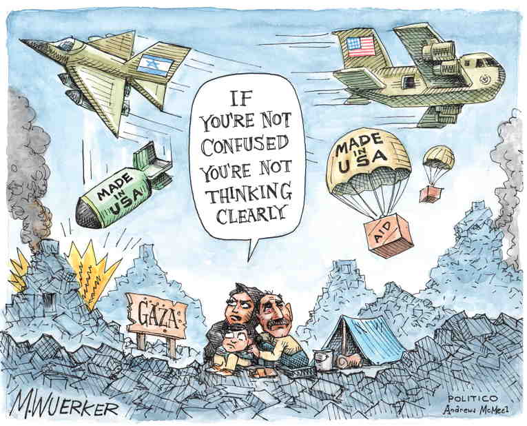 Political/Editorial Cartoon by Matt Wuerker, Politico on US Steps Up Pressure on Israel