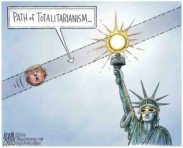 Political/Editorial Cartoon by Adam Zyglis, The Buffalo News on Eclipse Mesmerizes Nation