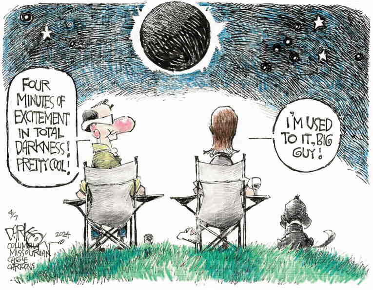 Political/Editorial Cartoon by John Darkow, Columbia Daily Tribune, Missouri on Eclipse Mesmerizes Nation
