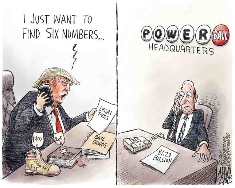 Political/Editorial Cartoon by Adam Zyglis, The Buffalo News on Trump Court Date Set