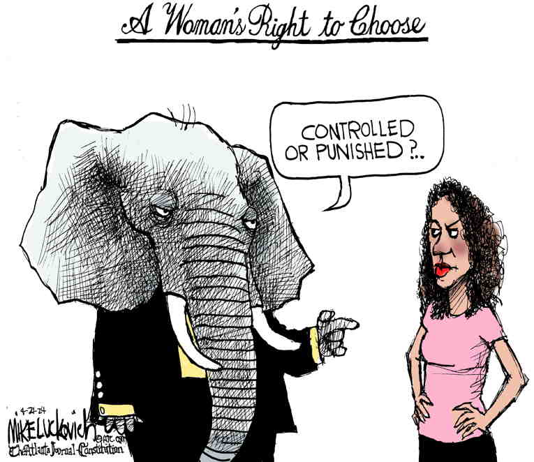 Political/Editorial Cartoon by Mike Luckovich, Atlanta Journal-Constitution on Abortion Debate Escalates