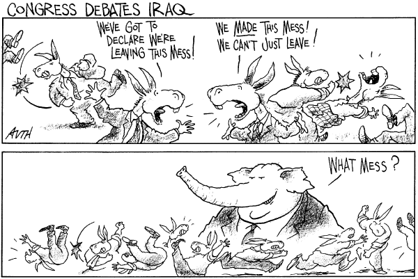 Editorial Cartoon by Tony Auth, Philadelphia Inquirer on The Democratic Party